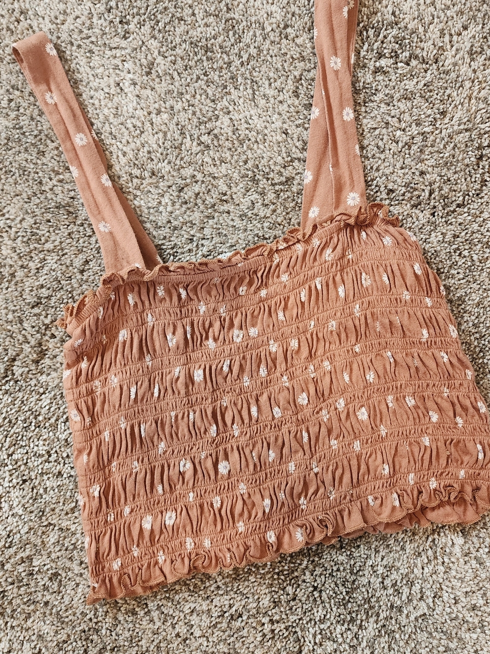 American Eagle Outfitters Rust Smocked Crop Top